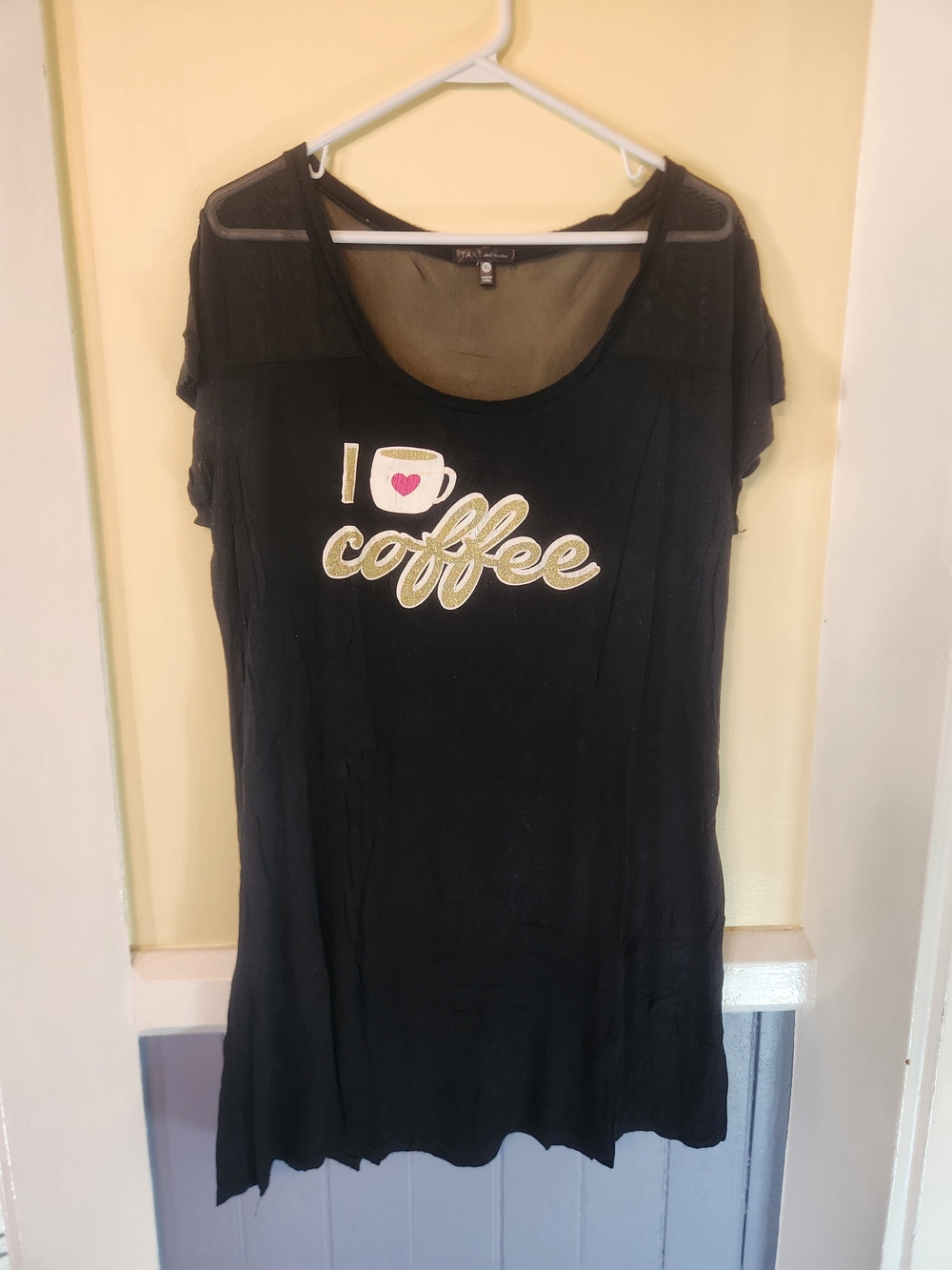 Black 'I ♥ Coffee' Short Sleeve Pajamas